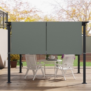 Învelitoare pentru Pergolă cu Buzunare și Curele pentru Stâlpi, 488x122 cm, Gri Închis - Img 9