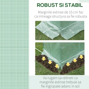 Învelitoare pentru Seră cu 12 Ferestre, Ușă Rulabilă și Margini Îngropate, 3x2x2 m, Verde - Img 5