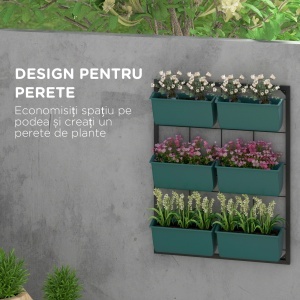 Jardiniera de perete pe 3 nivele cu 6 ghivece pentru int - Img 4