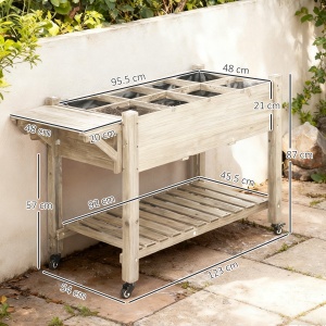Jardiniera din lemn pentru gradina, 123x54x74cm, maro - Img 3