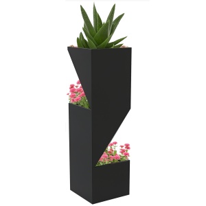 Jardiniera inalta 100cm cu 3 zone de plantare, Negru
