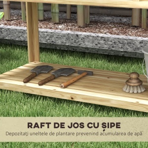 Jardinieră Înălțată din Lemn cu Raft Inferior, Separator, Găuri de Drenaj, 115x46x75 cm, Culoare Lemn - Img 5
