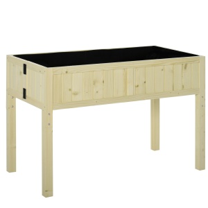 Jardinieră Înălțată Rabatabilă, Realizată din Lemn de Brad cu 4 Orificii de Drenaj, pentru Grădină, Terasă sau Balcon, 115x56x76 cm, Culoare Lemn - Img 1