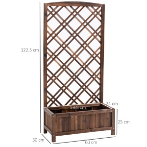 Jardinieră pentru Exterior din Lemn, Jardinieră cu Spalier pentru Plante Agățătoare, 60x30x122.5 cm, Maro - Img 3