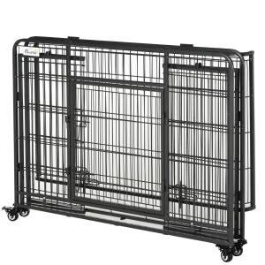 Kennel pentru Caini Pliabil Usa cu Blocare 4 Roti Fund Detasabil - Img 9