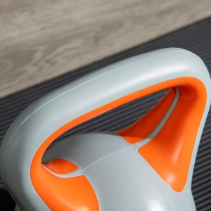 Kettlebell 8kg din PU si nisip cu baza plata si maner practic pentru deadlifting, genuflexiuni si lifting, 20x14x24 cm, portocaliu - Img 9