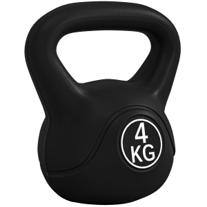 Kettlebell de 4kg pentru Sport și Fitness cu Bază Plată și Mâner, Greutate Kettlebell, 18x12x20 cm, Negru - Img 1