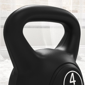 Kettlebell de 4kg pentru Sport și Fitness cu Bază Plată și Mâner, Greutate Kettlebell, 18x12x20 cm, Negru - Img 9