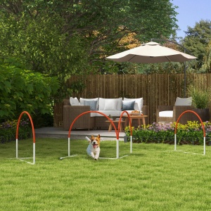 Kit de Antrenament cu Obstacole pentru Animale de Companie, Set Echipament de Agilitate pentru Câini, 89x69x99 cm, Portoccaliu - Img 2