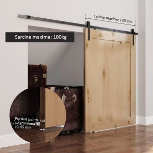 Kit Montaj Usi Glisante – sina 200 cm cu Accesorii Otel - Img 6
