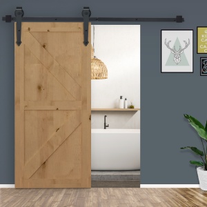 Kit pentru Usa Glisanta Greutate 100kg, Sina pentru Usa Glisanta cu Roti Stil Rustic, Negru - Img 6