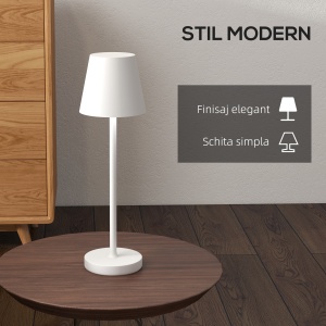Lampă de Masă cu 3 Lumini Albe, Lampă Portabilă Modernă cu Cablu Inclus, Ø11,2x36,5 cm, Alb - Img 6