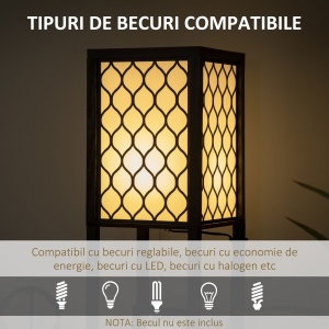 Lampa de podea coloana din MDF si plastic PP cu 2 rafturi, pentru camera de zi, studiu si dormitor, 26x26x156cm, alb si negru - Img 7