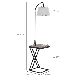 Lampă de Podea Modernă cu Înăcarcător Wireless, Abajur Reglabil și Etajeră Suplimentară, 36x36x165 cm, Negru - Img 3