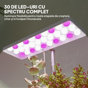 Lampă pentru Plante cu 30 de Lumini LED și 3 Vase 31.8x13.4x35.6 cm Alb - Img 5