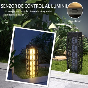 Lampă Solară de Grădină cu Iluminare LED și Aprindere Automată, 20x20x68 cm, Gri - Img 6