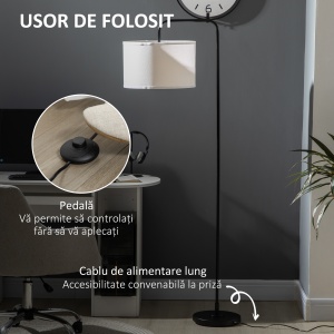 Lampadar Arcuit cu Abajur Efect In, Alb-Neagru - Img 5
