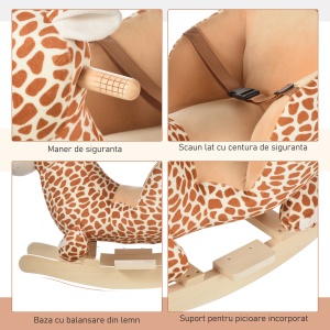Leagan din lemn in forma de girafa, 60x33x45 cm - Img 6