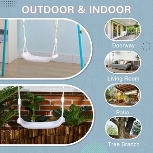 Leagan pentru copii 9-36 luni din plastica PP si PE pentru spatii interioare si exterioare cu franghie reglabila si lumini LED, 39x16.5x120-180 cm, alb - Img 6