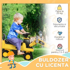 Licensed CAT Kids Ride on Excavator w/ Manual Bucket Horn Under Seat Storage - Img 4