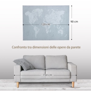 Lucrare de arta pe perete din panza Harta lumii Fotografii de perete pentru camera de zi Decor dormitor, 120 x 90 cm - Img 6