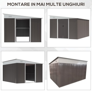 Magazie de Grădină cu Ușă Glisantă din Oțel Zincat Gri - Img 7