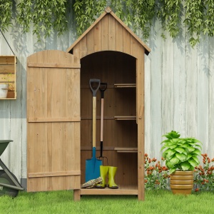 Magazie de Scule de Gradina din Lemn Impermeabila cu Usi si Rafturi, 77.5x54.2x179.5 cm - Img 2