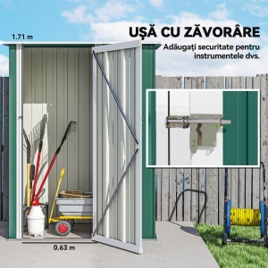 Magazie Grădină Dulap Scule Otel Impermeabil pentru Familie 142x84x189cm Verde Inchis - Img 5