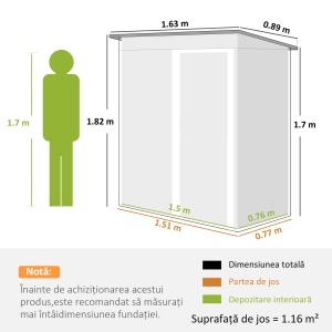 Magazie Scule cu Usa Glisanta, 163x89x182 cm, Negru - Img 3