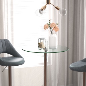 Masa Bistro Rotunda Bar – Blat Sticla Securizata Ø90 cm, Cadru Metalic Modern - Img 9