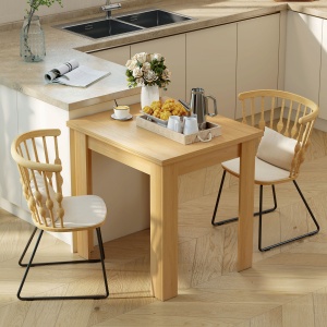 Masă de Dining Extensibilă pentru 4-6 Persoane din Lemn și Oțel, 140x80x77,5 cm, Culoare Lemn - Img 8