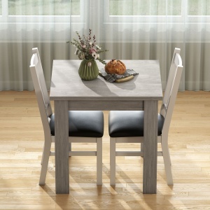 Masă de Dining Extensibilă pentru 4-6 Persoane din Lemn și Oțel, 140x80x77.5 cm, Gri - Img 9