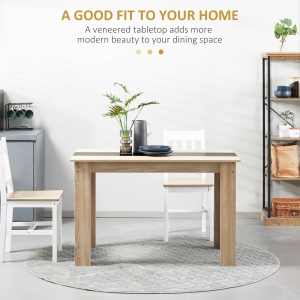 Masă de Dining pentru 4-6 Persoane, Masă de Bucătărie Modernă din Lemn, 120x69x75 cm, Lemn Natural - Img 4