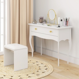 Masă de Toaletă Elegantă cu Sertar Spațios din Lemn Alb 100x40x74 cm - Img 8