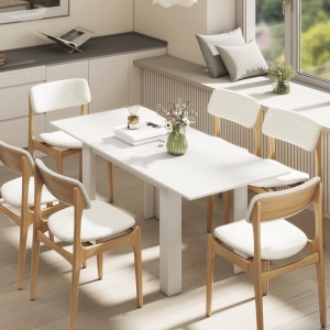 Masă extensibilă 140-180x80cm, albă, pentru 6-8 persoane, pentru spații mici - Img 9