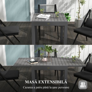 Masa Extensibila pentru Terasa , cu 4-6 Locuri, 81-162 cm - Img 4