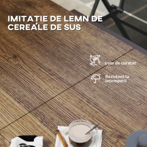 Masă Extensibilă pentru Terasă cu Margini din aluminiu, 160/240x90x74 cm, Maro - Img 6