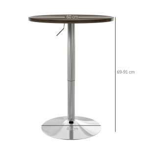 Masa reglabila pentru bar cu blat pivotant 360°, Nuc - Img 3