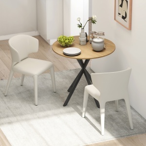 Masă Rotundă de Dining Industrială 80cm - Stejar Alb - Img 8