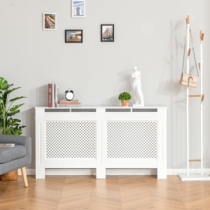 Masca Calorifer Lemn Alb – 151,5×82×19 cm cu Grilaj Elegant - Img 2