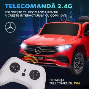 Mașină Electrică cu Licență Mercedes, Auto pentru Copii cu Telecomandă, Faruri și Claxon, 111.5x69x52.5 cm, Roșie - Img 5