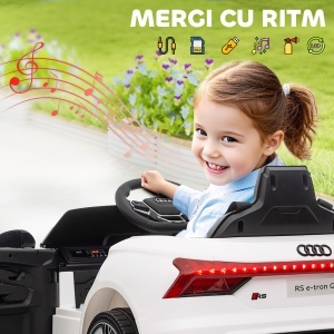 Mașină Electrică pentru Copii cu Motor Dublu, Centură de Siguranță, Telecomandă și Claxon, 103x58x41 cm, Alb - Img 8