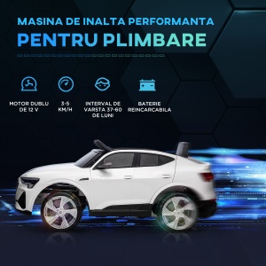 Masina sport electrica pentru copii, jucarie cu motor 12V pentru copii de 3-5 de ani, Alba - Img 4