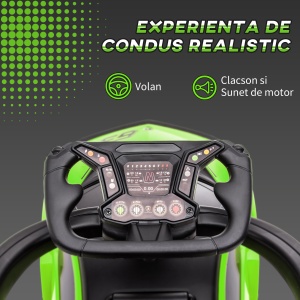 Masinuta Copii 2‑in‑1 – Lamborghini Verde cu Volan & Claxon - Img 6