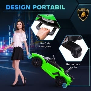 Mașinuță Electrică pentru Copii 3-5 Ani cu Uși Fluture, Mașinuță Electrică cu Telecomandă, 107,5x63x42 cm, Verde - Img 5