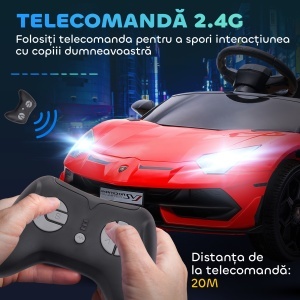 Mașinuță Electrică pentru Copii 3-5 Ani cu Uși Fluture, Mașinuță Electrică cu Telecomandă, 107,5x63x42 cm, Roșu - Img 6