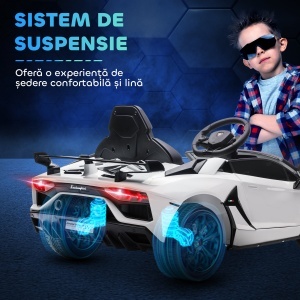Mașinuță Electrică pentru Copii 3-5 Ani cu Uși Fluture, Mașinuță Electrică cu Telecomandă, 107,5x63x42 cm, Alb - Img 8