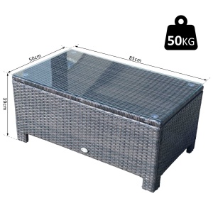 masuta exterior, sticla securizata, 85x50x39cm, maro - Img 3