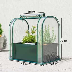 Mini Seră de Grădină cu Sac de Plantare, Seră pentru Grădină cu Ușă Rulabilă, Structură din Oțel, Acoperire din Plastic, pentru Legume, Flori, Plante, Verde Închis - Img 3