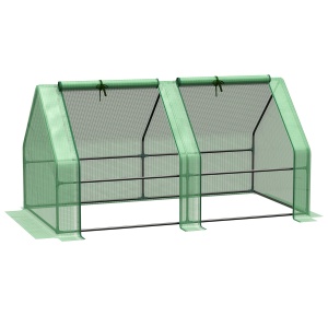 Mini Seră Portabilă cu Uși Mari cu Fermoar și Acoperiș din PE pentru Protecție Împotriva Apei/UV, 180x90x90 cm, Verde - Img 1